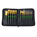 Renaissance Artists’ Quality Watercolour Brush Set | 15 Brushes with Zip Case | Round, Flat, Filbert, Fan & Angle Brushes | Ideal for Watercolour, Acrylic & Art Painting | Made in Thailand