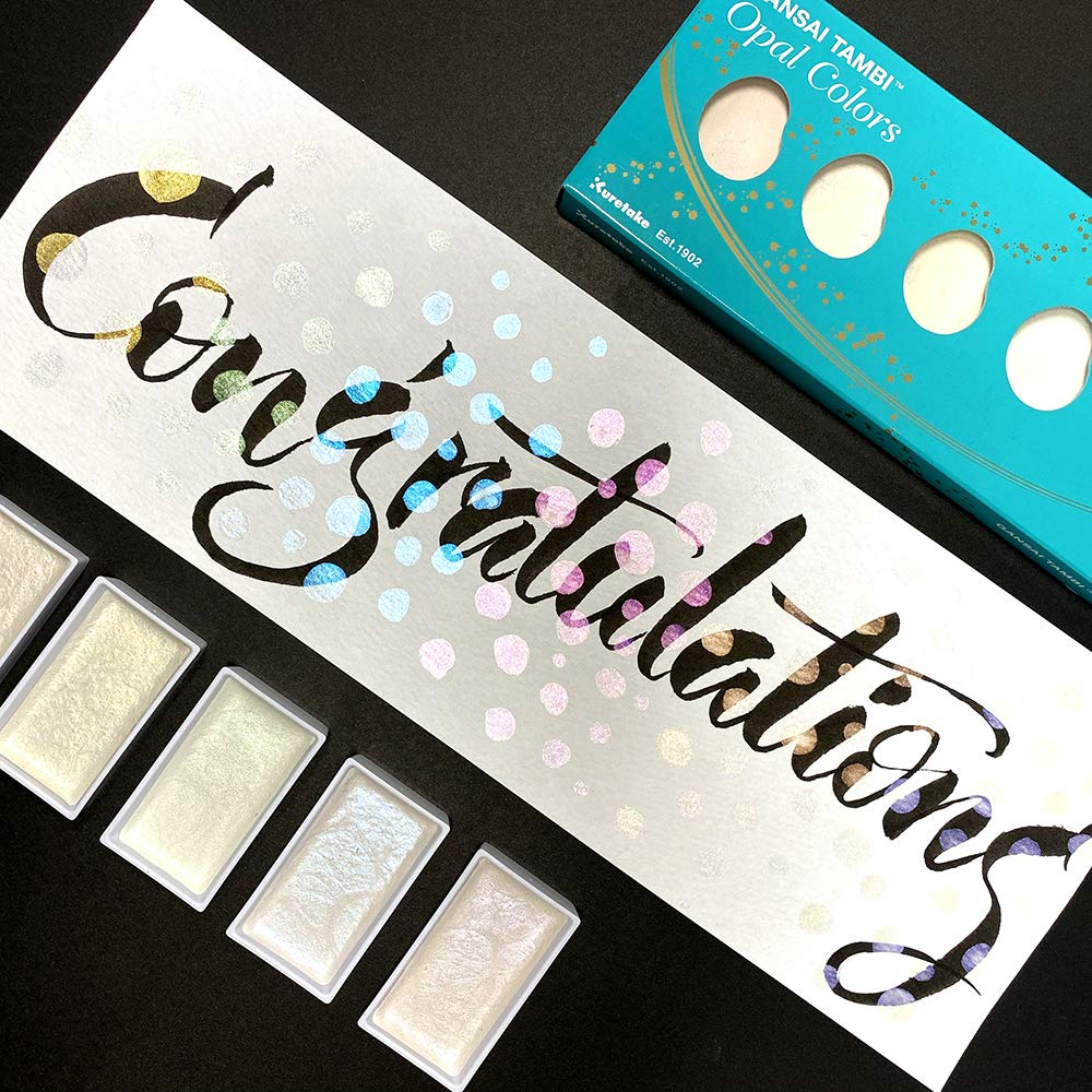 Zig Special Illustration Set [GANSAI TAMBI Opal 6 colors set] Micron Pen 003 & Wink of Stella Brush Glitter Clear for Manga Drawing Lettering & Calligraphy Professional Artist Quality Made in Japan