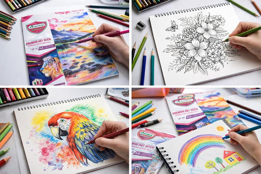 MasterArt Premium Grade Drawing Book JP-01 | A4 Size Sketch Pad (297 x 210 mm) | 20 Sheets | 70 GSM | Suitable for Colour Pencils, Oil Pastels, Crayons & Pens | Pack of 2 | Made in Thailand