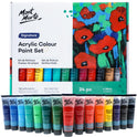 Mont Marte Acrylic Paint Set 24 Colours 36ml 2 PACK, Perfect for Canvas, Wood, Fabric, Leather, Cardboard, Paper, MDF and Crafts