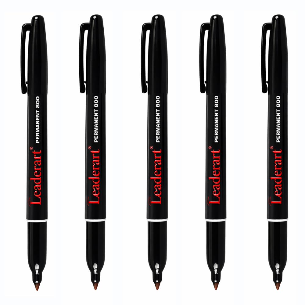 Leaderart Permanent Marker Pen – Pack of 10|Black Quick-Dry Waterproof Marker | Writes on Plastic, Metal, Glass & CD-R | Ideal for Writing, Drawing & Coloring | Made in Malaysia