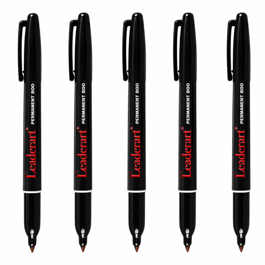 Leaderart Permanent Marker Pen – Pack of 10|Black Quick-Dry Waterproof Marker | Writes on Plastic, Metal, Glass & CD-R | Ideal for Writing, Drawing & Coloring | Made in Malaysia