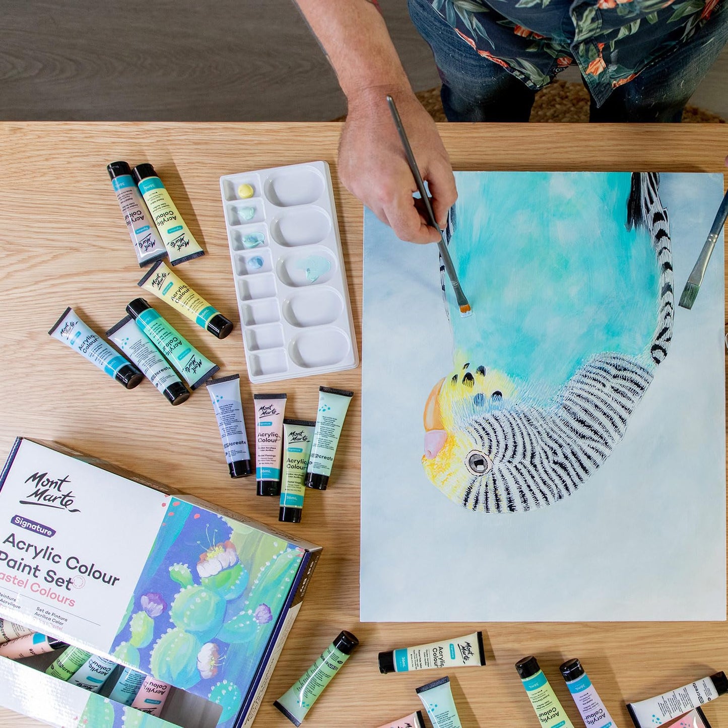 Mont Marte Acrylic Colour Pastel Paint Set Signature 48Pc X 36Ml - Multicolor
