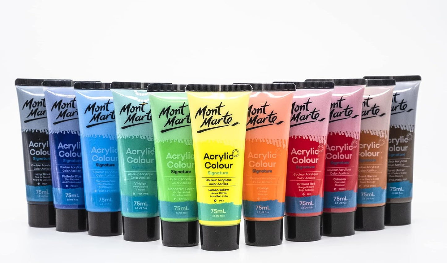 Mont Marte Acrylic Colour Paint Set 12Pc X 75Ml - Multicolor