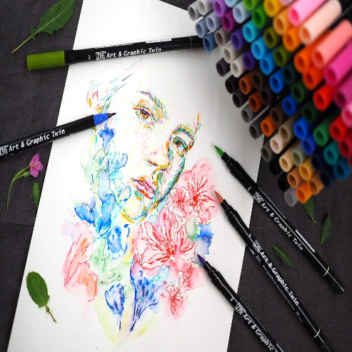 Kuretake ZIG art & graphic twin marker 80 color set .Made in Japan