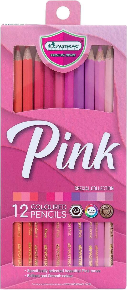 MASTERART Series Pink Pencils Special Collection Set of 12 Colors.