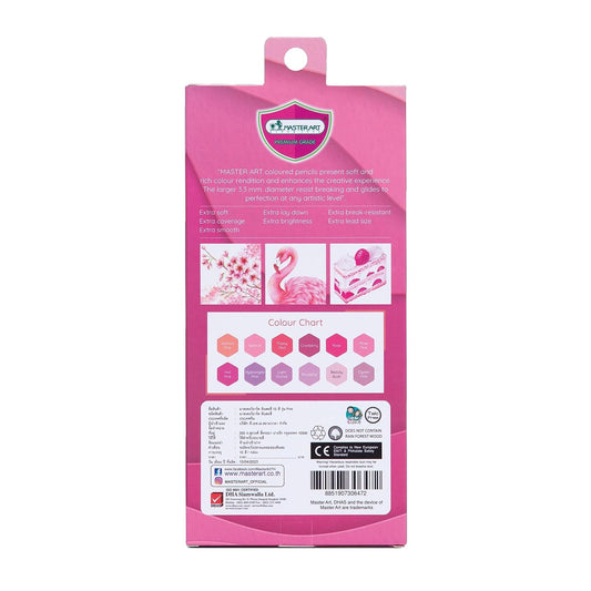 MASTERART Series Pink Pencils Special Collection Set of 12 Colors.
