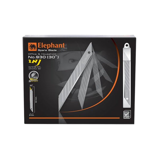 Elephant Premium Brand Spare Blade No.930 9mm. (PACK OF 4) Stainless Steel Blade, use in office & household and much more. AP-Certified Made in Thailand