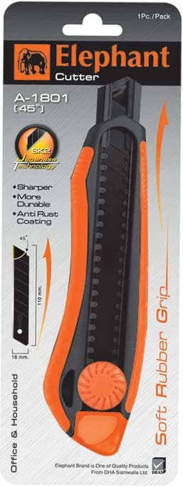 Elephant Perimum Brand Cutter A-1801 Red Color Stainless Steel Blade Cutter, use in office & household and much more. MADE IN THAILAND