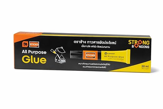 Elephant Sticko Multipurpose adhesive glue 20ml Fast drying, strong and durable bond.Pack of 2, Made in Thailand