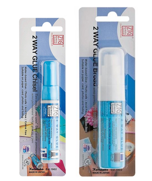 ZIG MEMORY SYSTEM 2 WAY Blister GLUE Squeeze & Roll 2 Pen Set TIP SIZE: 4,15 mm TIP are available.