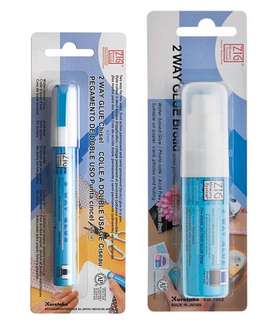 ZIG MEMORY SYSTEM 2 WAY Blister GLUE Squeeze & Roll 2 Pen Set TIP SIZE: 2,15 mm TIP are available.