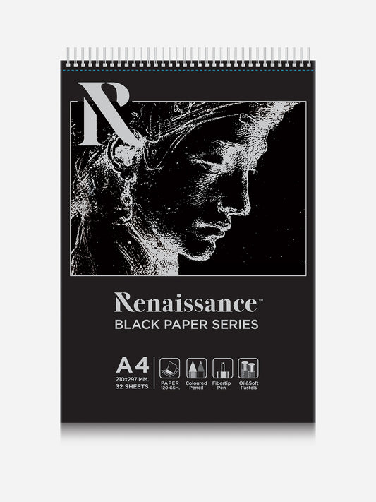 Renaissance Wirebound Black Paper Pad A4 Size (120 gsm, 32 Sheets)