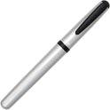 OHTO CR01 Ceramic Rollerball Pen, 0.7mm, Thick Aluminum Barrel with Brass Components, Matte Silver, Water-Based Blue Ink