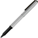 OHTO CR02 Ceramic Rollerball Pen, 0.7mm Fine Point, Medium-Thick Aluminum Barrel with Brass Components, Matte Silver, Refillable Water-Based Black Ink