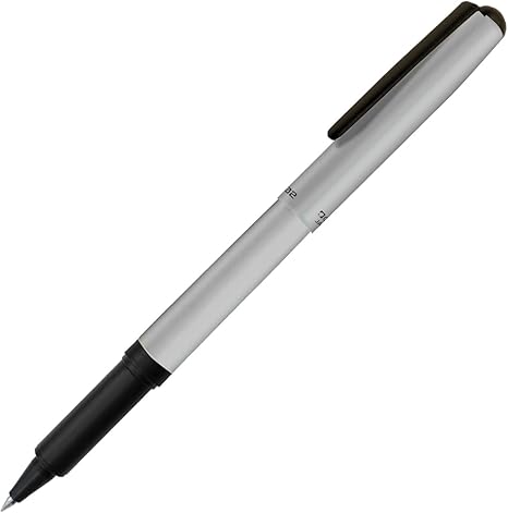 OHTO CR02 Ceramic Rollerball Pen, 0.7mm Fine Point, Medium-Thick Aluminum Barrel with Brass Components, Matte Silver, Refillable Water-Based Black Ink
