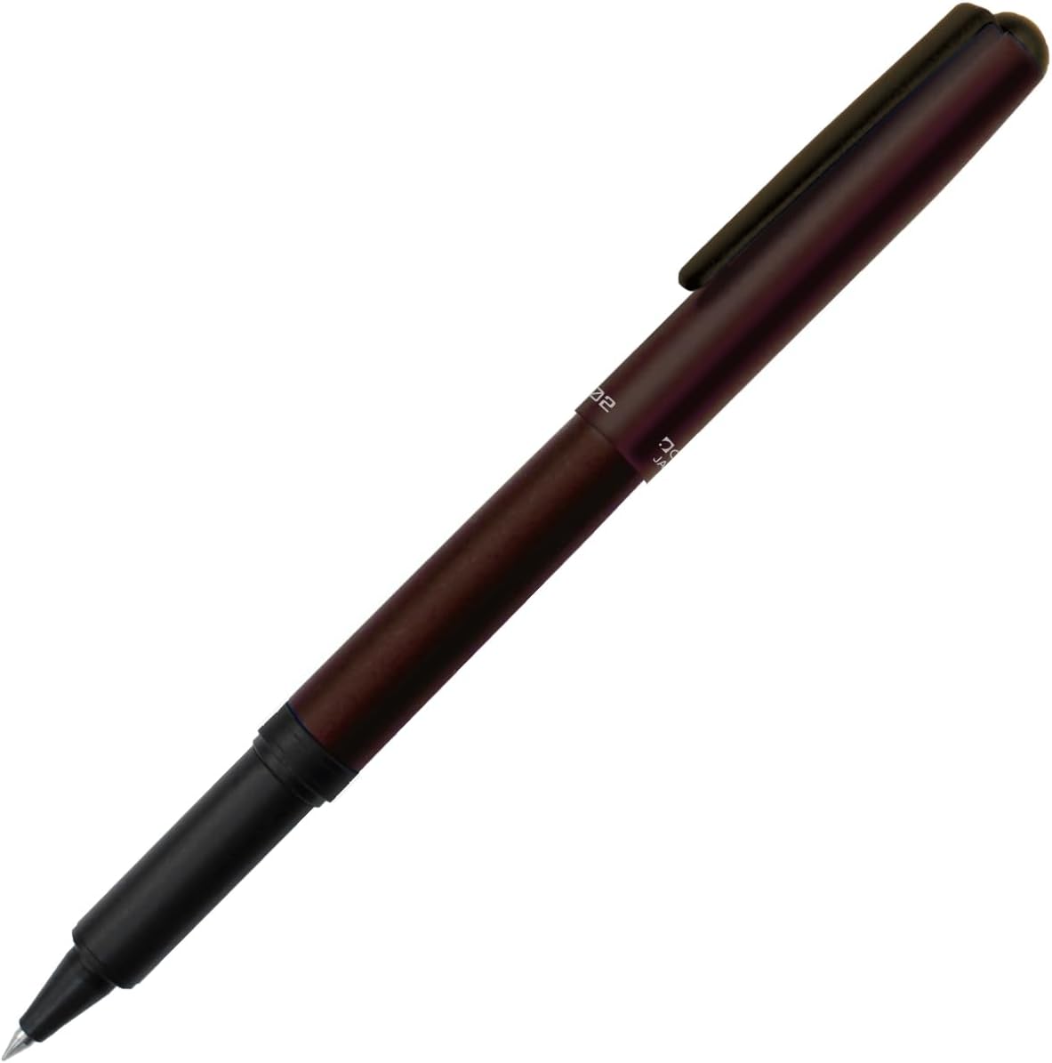 OHTO CR02 Ceramic Rollerball Pen, 0.7mm Fine Point, Medium-Thick Aluminum Barrel with Brass Components, Matte Wine, Refillable Water-Based Black Ink
