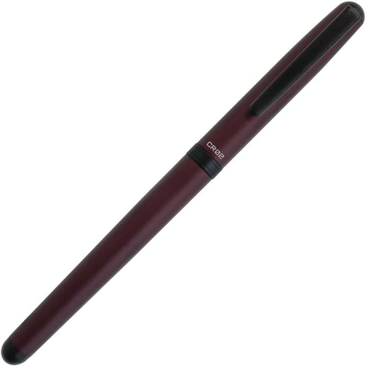 OHTO CR02 Ceramic Rollerball Pen, 0.7mm Fine Point, Medium-Thick Aluminum Barrel with Brass Components, Matte Wine, Refillable Water-Based Black Ink