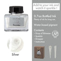 Zig Kuretake Ink-Cafe Drop of Shimmer, Silver Paste Ink, Add a Pearly or Glitter-Like Sparkle to Your Ink Professional-Quality for Artists and Crafters, Ap-Certified, for Adult, Made in Japan