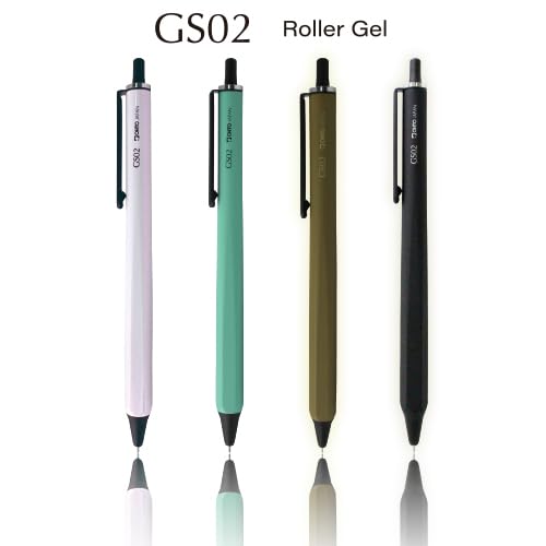 Ohto GS02 Roller Gel Pen, White Body Retractable Needle Tip 0.5mm Black Barrel, Ultra-Quick Drying Black Gel Ink Pen, All-Metal Hybrid Body, Advanced technology Gel ink refill PG-M05NP Made in Japan