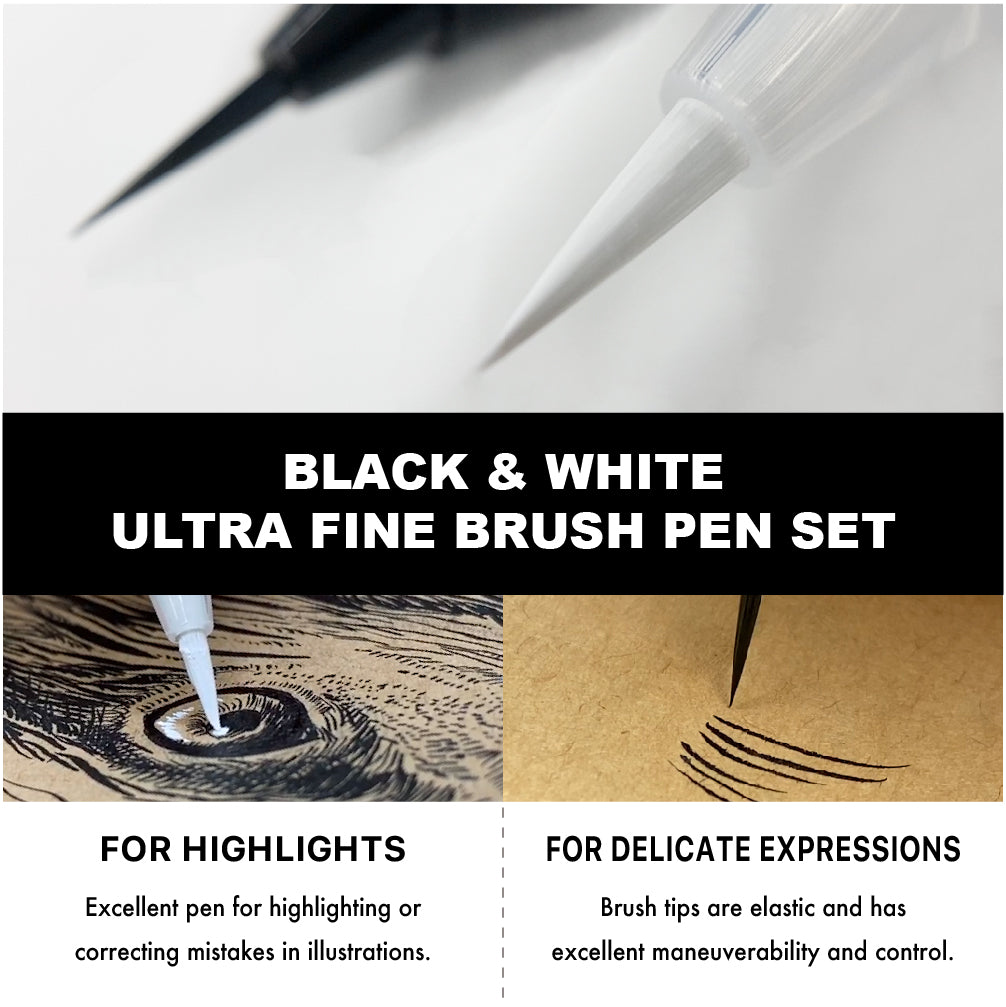 ZIG KURETAKE INKTOBER SPECIAL SET BLACK & WHITE ULTRA FINE  BRUSH PEN SET