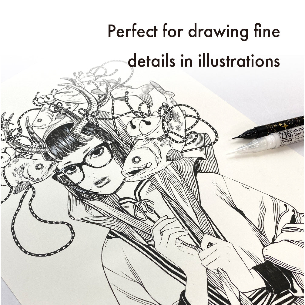 ZIG KURETAKE INKTOBER SPECIAL SET BLACK & WHITE ULTRA FINE  BRUSH PEN SET