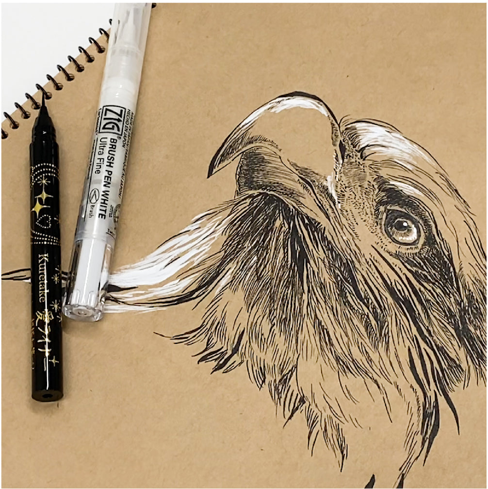 ZIG KURETAKE INKTOBER SPECIAL SET BLACK & WHITE ULTRA FINE  BRUSH PEN SET