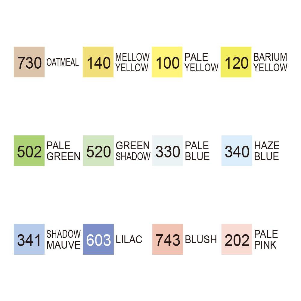 ZIG KURECOLOR TWIN WS 12 colors set Pale Colors