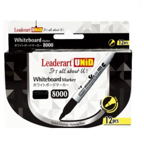 Leaderart Unid Whiteboard Marker 8000, Set of 12 Made In Malaysia.