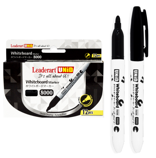 Leaderart Unid Whiteboard Marker 8000, Set of 12 Made In Malaysia.