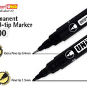 Leaderart UNID Permanent Dual Tip Marker 1800 Black Ink, Pack of 10 MADE IN MALAYSIA