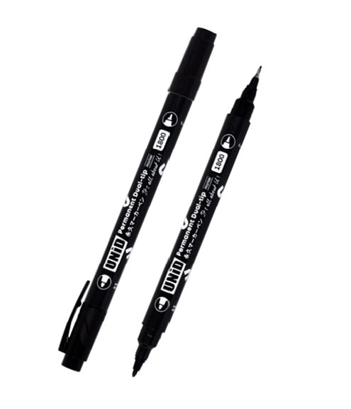 Leaderart UNID Permanent Dual Tip Marker 1800 Black Ink, Pack of 10 MADE IN MALAYSIA