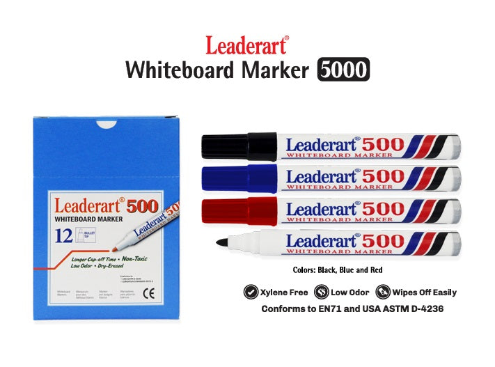 Leaderart Whiteboard Marker Of Bullet Tip Blue Ink Set of 12. MADE IN Malaysia