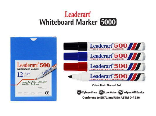 Leaderart Whiteboard Marker Of Bullet Tip Blue Ink Set of 12. MADE IN Malaysia