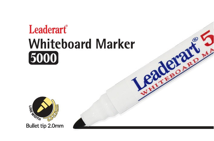 Leaderart Whiteboard Marker Of Bullet Tip Black Ink Set of 12. MADE IN Malaysia