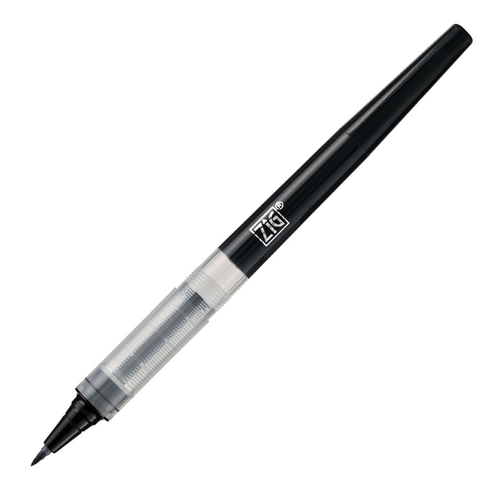 Zig Letter pen COCOIRO, Refillable Marking pen, with Flexible ExtraFine brush tip, Black ink, Made in Japan (Refill Black)