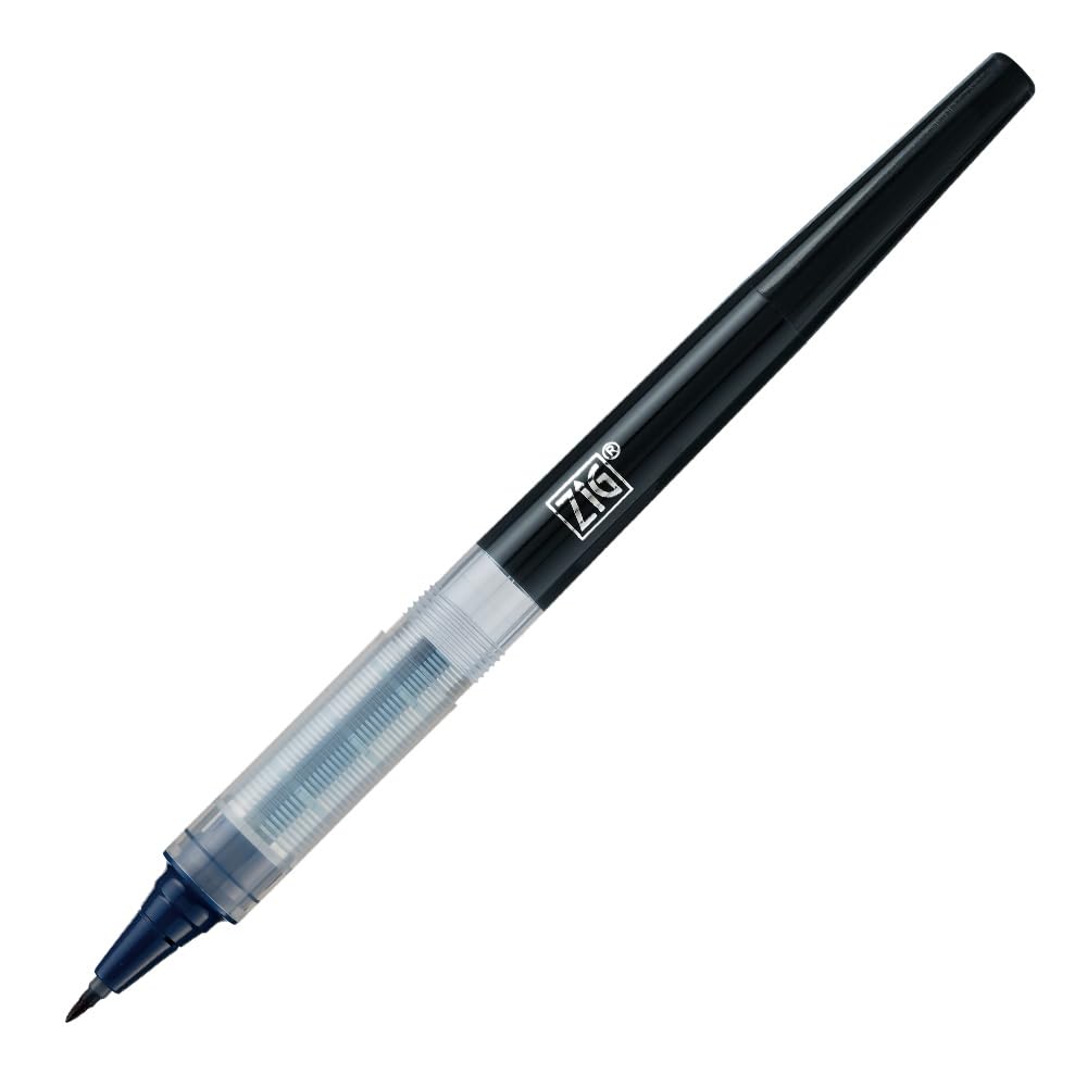 Zig Letter pen COCOIRO, Refillable Marking pen, with Flexible ExtraFine brush tip, Blue Black ink, Made in Japan (Refill Blue Black)
