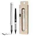 Zig Letter Pen COCOIRO, White Body with Black Ink Refill Set, Flexible Extra Fine Brush Tip, Refillable marking Pen for Calligraphy, Hand Lettering, Made in Japan