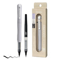 Zig Letter Pen COCOIRO, Fog Gray Body with Black Ink Refill Set, Flexible Extra Fine Brush Tip, Refillable marking Pen for Calligraphy, Hand Lettering, Made in Japan