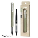 Zig Letter Pen COCOIRO, Smoky Olive Body with Black Ink Refill Set, Flexible Extra Fine Brush Tip, Refillable marking Pen for Calligraphy, Hand Lettering, Made in Japan