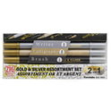 Zig KURETAKE Memory System Gold and Silver Calligraphy Twin Tip Marker Assortment Set of 3 Markers
