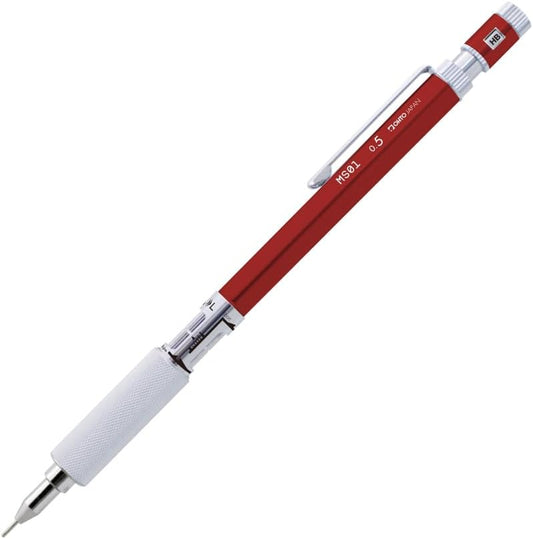 OHTO MS01 Mechanical Pencil, High-Functionality All-Metal Aluminum and Brass Body Drafting Pencil, 0.5mm, Red, MS01-SP5-RD