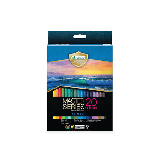 MASTERART Sea Set Colored Pencils – 20 Soft Core Ocean-Inspired Shades for Adult Coloring Books, Sketching, Doodling & Drawing | Non-Toxic & Safe for Kids & Artists.