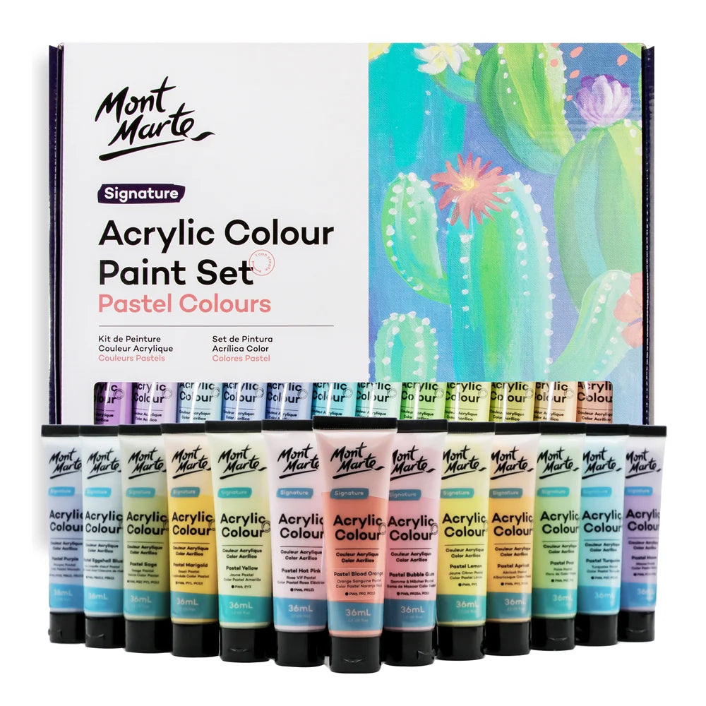 Mont Marte Acrylic Colour Pastel Paint Set Signature 24pc x 36ml (1.2 US fl.oz)