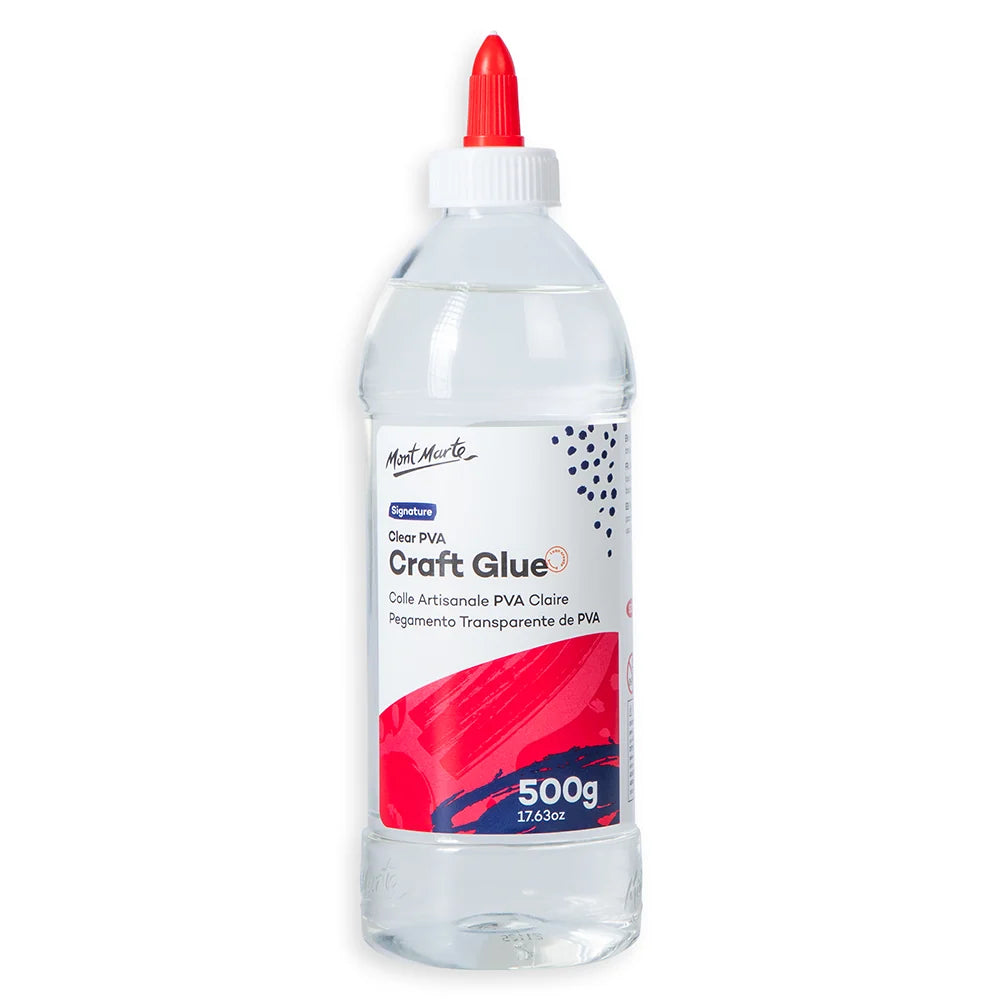 Mont Marte Signature Clear PVA Craft Glue 17.63oz (500g) , Suitable for Paper, Card and Fabric