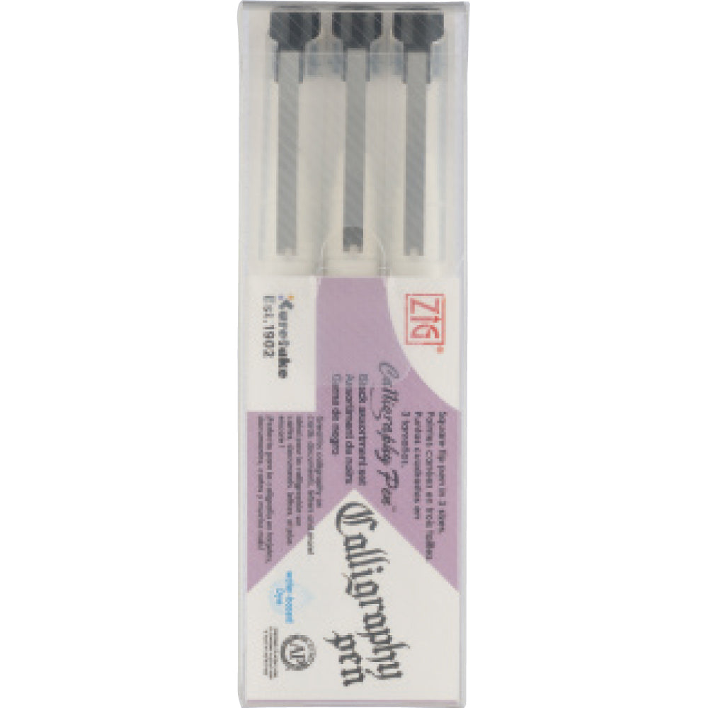 ZIG CALLIGRAPHY PEN Square Tip 3 pcs. Assortment Set BLACK