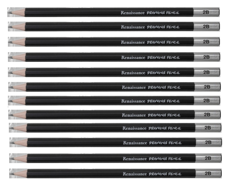 RENAISSANCE Drawing Pencil 2B Grade pencils for drawing best for Artist & Student Pack of 12 MADE IN THAILAND
