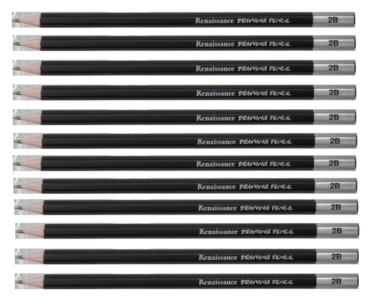 RENAISSANCE Drawing Pencil 2B Grade pencils for drawing best for Artist & Student Pack of 12 MADE IN THAILAND