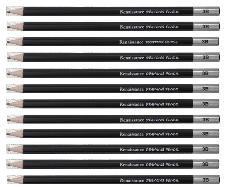 RENAISSANCE Drawing Pencil 3B Grade pencils for drawing best for Artist & Student Pack of 12 MADE IN THAILAND