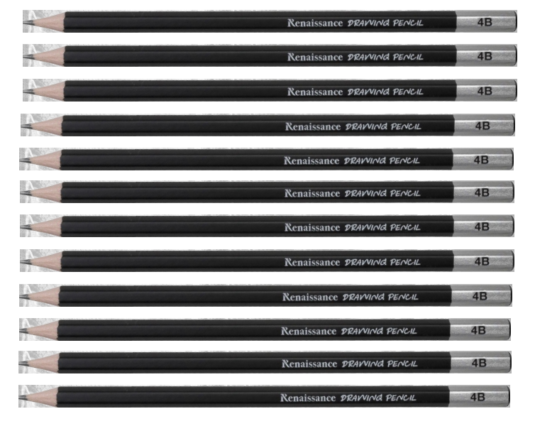 RENAISSANCE Drawing Pencil 4B Grade pencils for drawing best for Artist & Student Pack of 12 MADE IN THAILAND